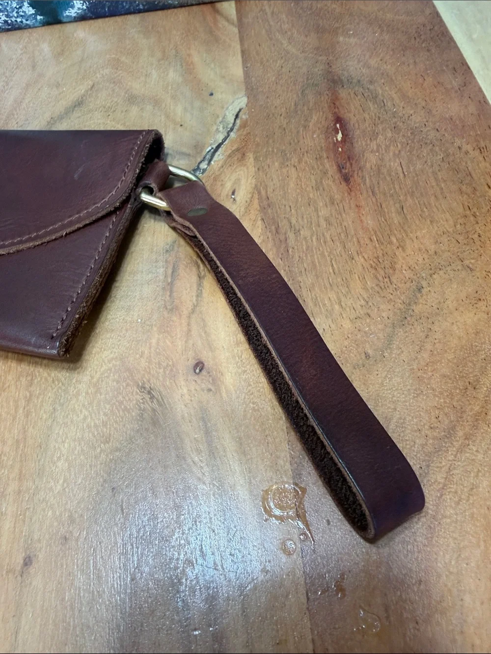 Urban Southern Rustic Full Grain Leather Ruby Wristlet Wallet Brown VGUC